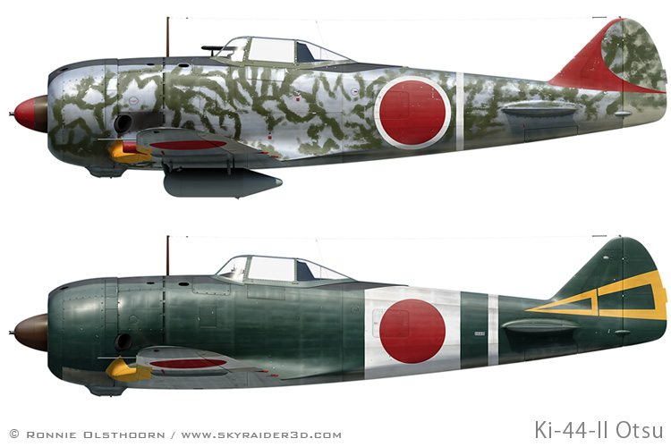Ki-44-II Otsu side profile views